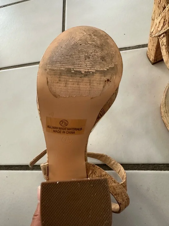 Olivia Platform Cork Block Heels in Natural Cork - Picture 3 of 4